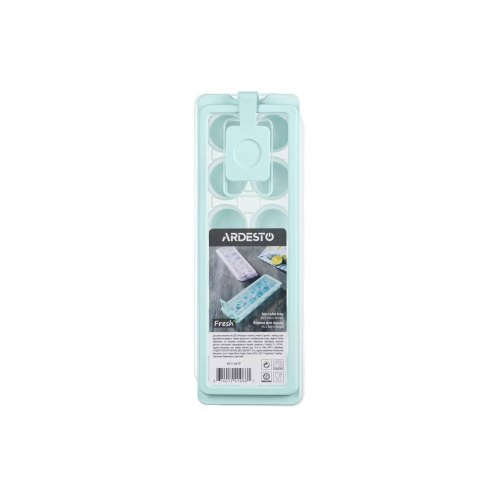 Форма для льоду Ardesto Fresh Cylinder, з кришкою, силікон/пластик, блакитна (AR1104TP)