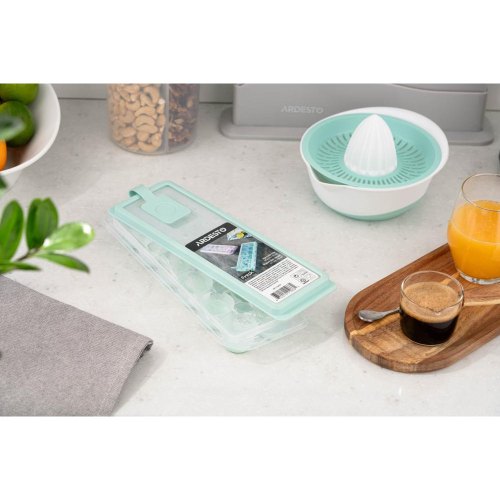 Форма для льоду Ardesto Fresh Cylinder, з кришкою, силікон/пластик, блакитна (AR1104TP)