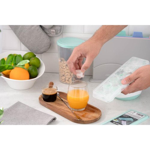 Форма для льоду Ardesto Fresh Cylinder, з кришкою, силікон/пластик, блакитна (AR1104TP)