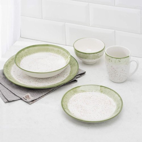 Чашка Ardesto Siena, 360мл, порцеляна, біло-зелена (AR2936SWG)