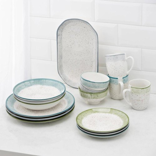 Чашка Ardesto Siena, 360мл, порцеляна, біло-зелена (AR2936SWG)