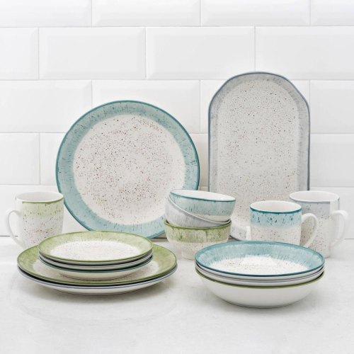 Чашка Ardesto Siena, 360мл, порцеляна, біло-зелена (AR2936SWG)