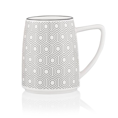 Чашка Ardesto Lamberto, 360мл, порцеляна, біло-сіра (AR3051)