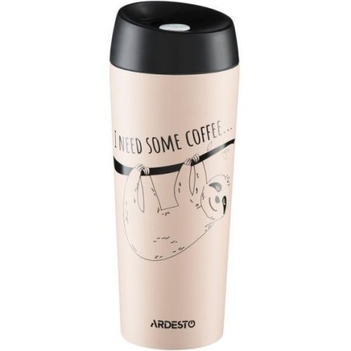 Термокухоль Ardesto Coffee time Bradypus, 450мл, нержавіюча сталь, бежевий (AR2645DBE)