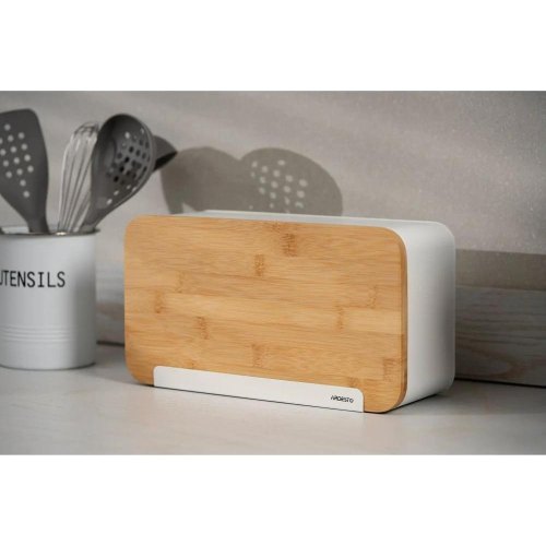 Хлібниця Ardesto Midori, метал/бамбук, біла (AR0914WB)