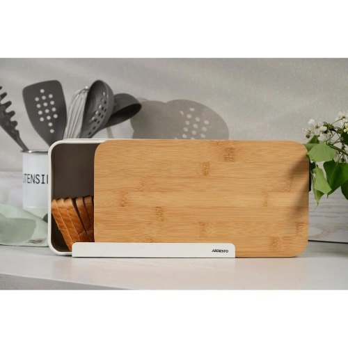 Хлібниця Ardesto Midori, метал/бамбук, біла (AR0914WB)