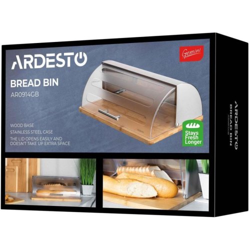 Хлібниця Ardesto Gemini, дерево/пластик/нержавіюча сталь (AR0914GB)