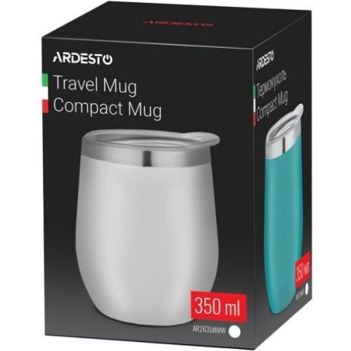 Термокухоль Ardesto Compact Mug, 350мл, нержавіюча сталь, білий (AR2635MMW)