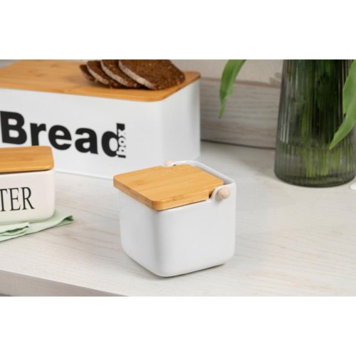 Цукорниця Ardesto Midori, 840мл, кераміка/бамбук, біла (AR0907W)