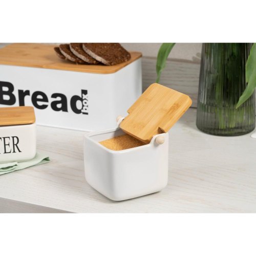 Цукорниця Ardesto Midori, 840мл, кераміка/бамбук, біла (AR0907W)