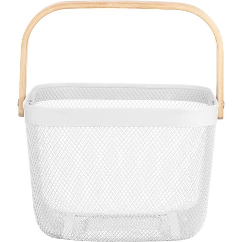Кошик для фруктів Ardesto Midori, з ручкою, метал/дерево, білий (AR0901W)