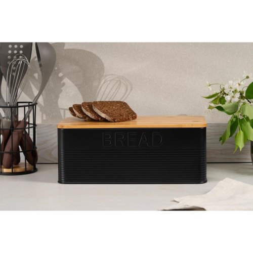 Хлібниця Ardesto Midori, метал/бамбук, чорна (AR0912BB)