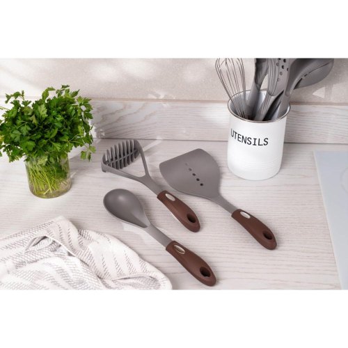 Ложка кухонна Ardesto Gemini, 32см, нейлон, сіро-коричнева (AR2140PG)