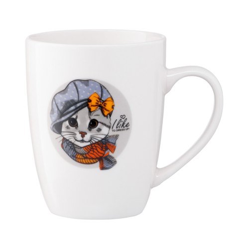 Чашка Ardesto Lovely cat, 320мл, порцеляна, біла (AR3464)