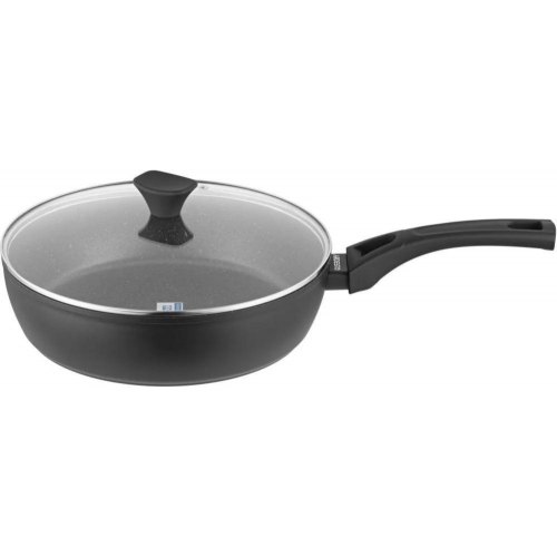 Сковорода глибока Ardesto Gemini Livorno, 28см, з кришкою, алюміній, чорна (AR1228A)