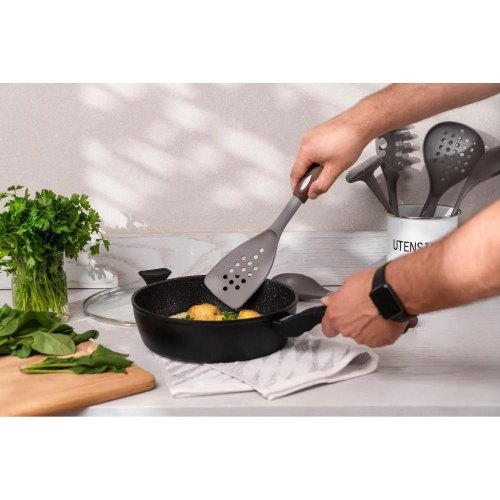 Сковорода глибока Ardesto Gemini Livorno, 28см, з кришкою, алюміній, чорна (AR1228A)