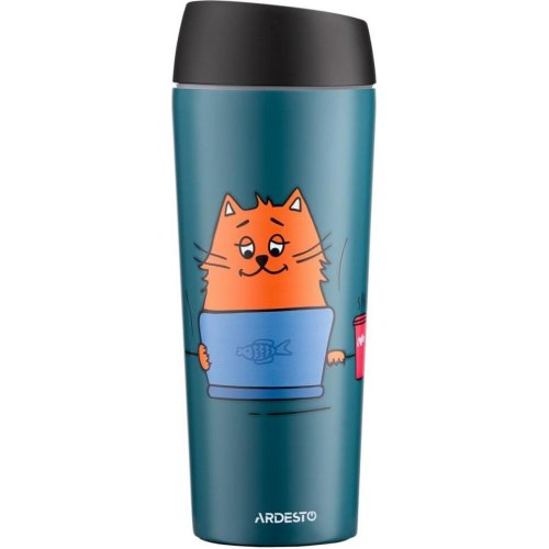Термокухоль Ardesto Coffee time Red Cat, 450мл, нержавіюча сталь, синій (AR2645CG)