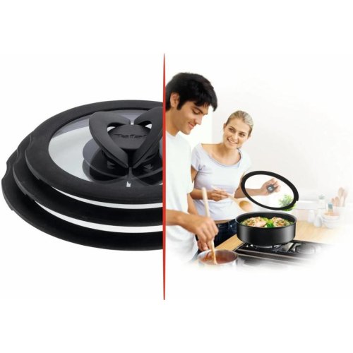 Кришка Tefal Ingenio, 28см, скло/силікон, прозоро-чорна (L9846753)