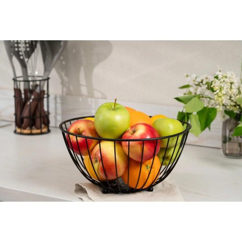 Кошик для фруктів Ardesto Midori, метал, чорний (AR0903B)
