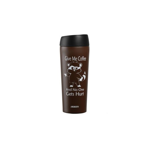 Термочашка Ardesto Coffee time Raccoon, 450мл, нержавіюча сталь, коричнева (AR2645DML)