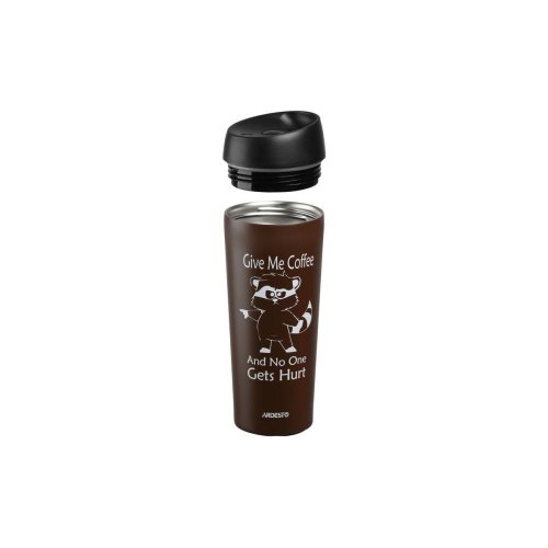 Термочашка Ardesto Coffee time Raccoon, 450мл, нержавіюча сталь, коричнева (AR2645DML)
