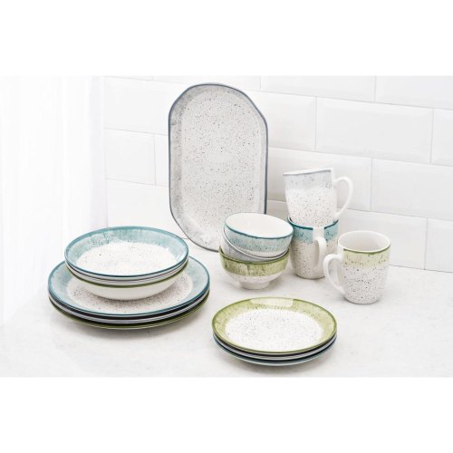 Тарілка обідня Ardesto Siena, 27см, порцеляна, біло-сіра (AR2927SW)