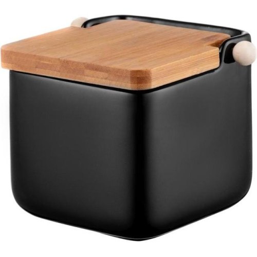 Цукорниця Ardesto Midori, 840мл, кераміка/бамбук, чорна (AR0907B)