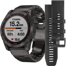 Смартгодинник Garmin Fenix 7X Sapphire Solar C. Grey DLC Titanium w. Carbon Grey DLC Vented T. Band (010-02541-27)