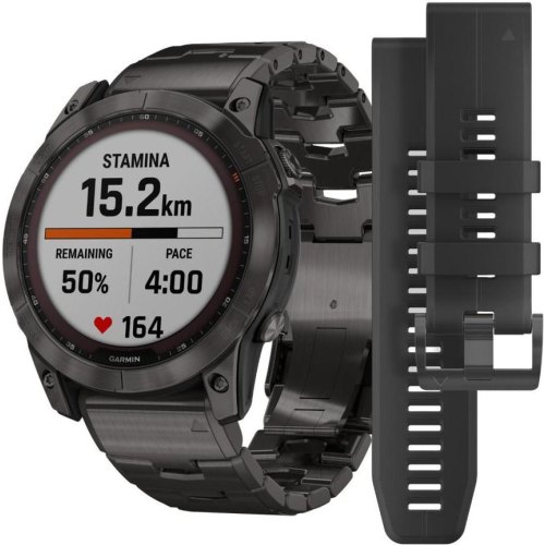 Смартгодинник Garmin Fenix 7X Sapphire Solar C. Grey DLC Titanium w. Carbon Grey DLC Vented T. Band (010-02541-27)