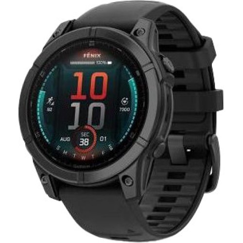 Смартгодинник Garmin Fenix E 47mm AMOLED Slate Gray Steel with Black Silicone Band (010-03025-03/01)