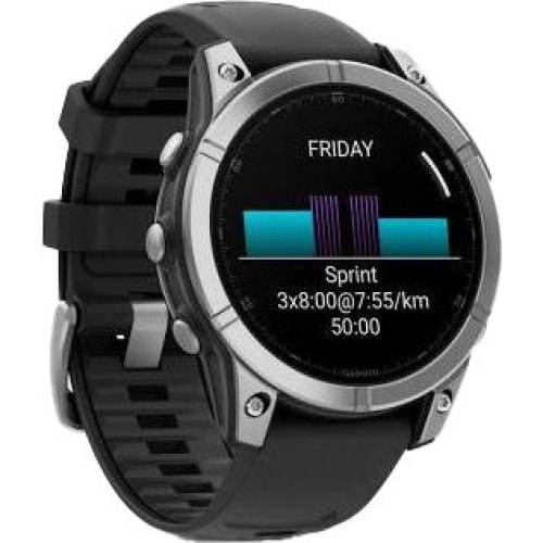 Смартгодинник Garmin Fenix E 47mm AMOLED Stainless Steel with Black Silicone Band (010-03025-02/00)