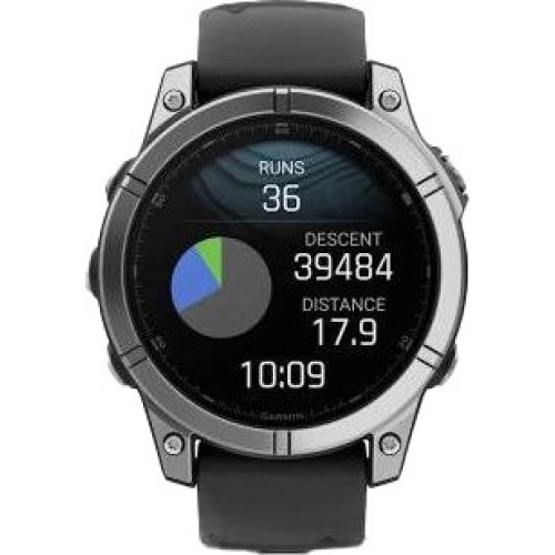 Смартгодинник Garmin Fenix E 47mm AMOLED Stainless Steel with Black Silicone Band (010-03025-02/00)