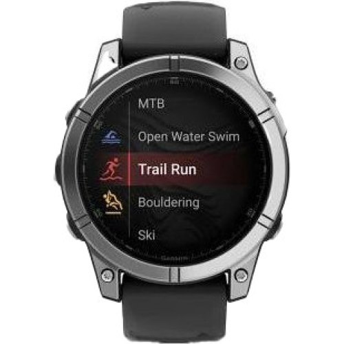 Смартгодинник Garmin Fenix E 47mm AMOLED Stainless Steel with Black Silicone Band (010-03025-02/00)