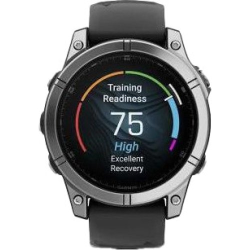 Смартгодинник Garmin Fenix E 47mm AMOLED Stainless Steel with Black Silicone Band (010-03025-02/00)