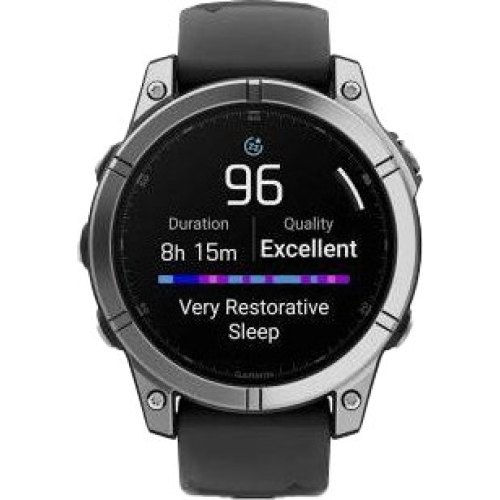 Смартгодинник Garmin Fenix E 47mm AMOLED Stainless Steel with Black Silicone Band (010-03025-02/00)