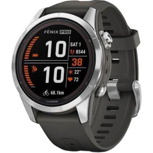 Смартгодинник Garmin Fenix 7S Pro Solar Silver w. Graphite Band (010-02776-00/01)