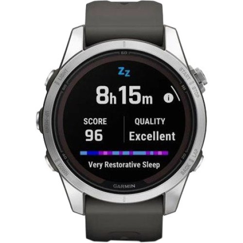 Смартгодинник Garmin Fenix 7S Pro Solar Silver w. Graphite Band (010-02776-00/01)