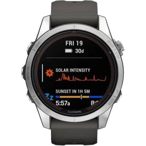 Смартгодинник Garmin Fenix 7S Pro Solar Silver w. Graphite Band (010-02776-00/01)