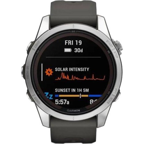 Смартгодинник Garmin Fenix 7S Pro Solar Silver w. Graphite Band (010-02776-00/01)