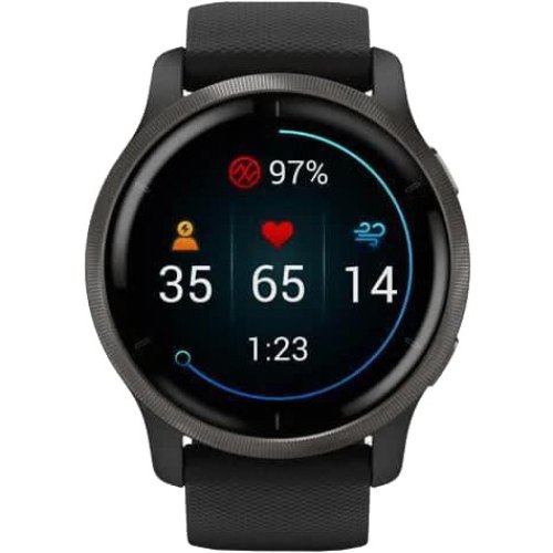 Смартгодинник Garmin Venu 2 Slate Stainless Steel Bezel with Black Case and Silicone Band (010-02430-11/01)