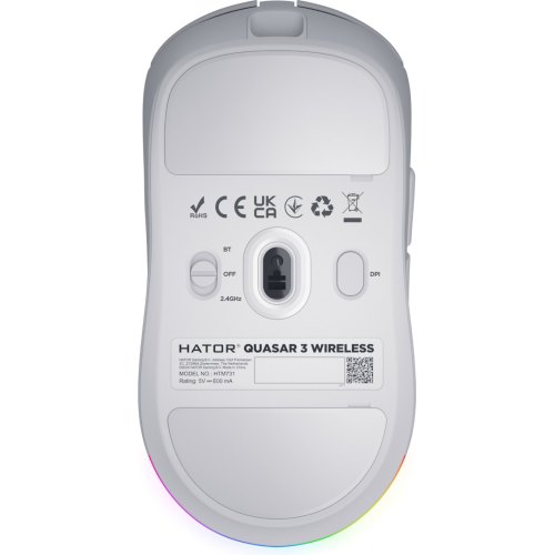 Миша ігрова, бездротова HATOR Quasar 3 wireless, біла (HTM731)