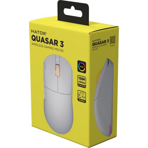 Миша ігрова, бездротова HATOR Quasar 3 wireless, біла (HTM731)