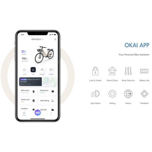 Електровелосипед OKAI EB10 Beige 28', 250(500)W, 14.4Ah, 100km, 25kmh, NFC, App, 29kg