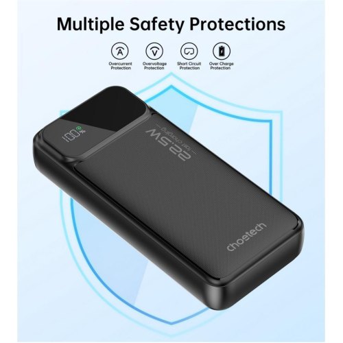 Зовнішній акумулятор Powerbank Choetech B729, 20000mAh, PD 22.5W, чорний (B729-BK)