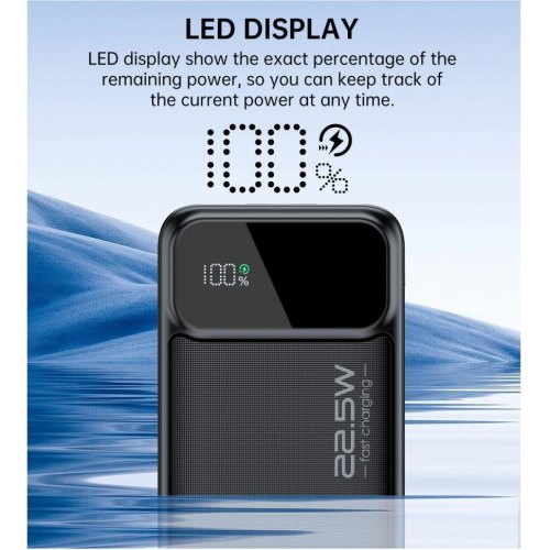 Зовнішній акумулятор Powerbank Choetech B729, 20000mAh, PD 22.5W, чорний (B729-BK)