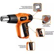 Фен будівельний Neo Tools, 2000Вт, 70-600 градусів, 300-500л/хв (04-710)