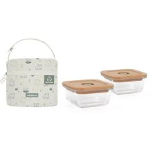 Термосумка Miniland Pack-2-go EcoSquare Frog, 2 скляні контейнери по 210мл (89549)