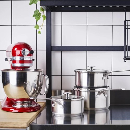 Набір ковшів з кришками KitchenAid SSS, 16/18/20см, 1.5/2.1/3.1л, з керамічним покриттям (CC005740-001)