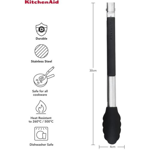 Щипці кухонні KitchenAid Universal, 30.9см, чорні (KQG205OHOBE)