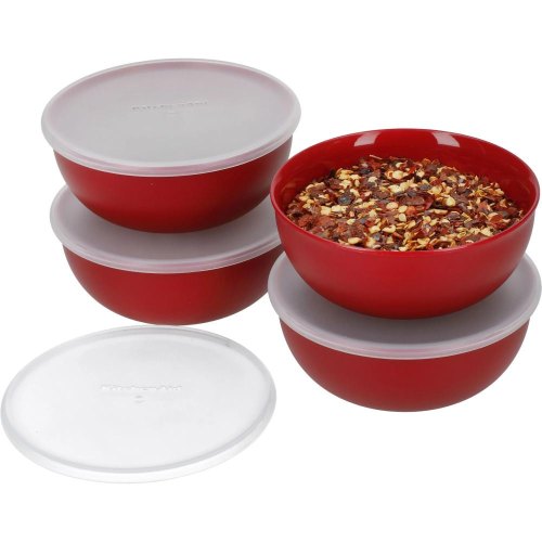 Набір мисок з кришками KitchenAid Universal, 4шт, червоний (KQG177BXERE)
